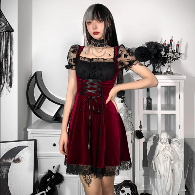 Gothic Vintage Velvet Corset Dress
