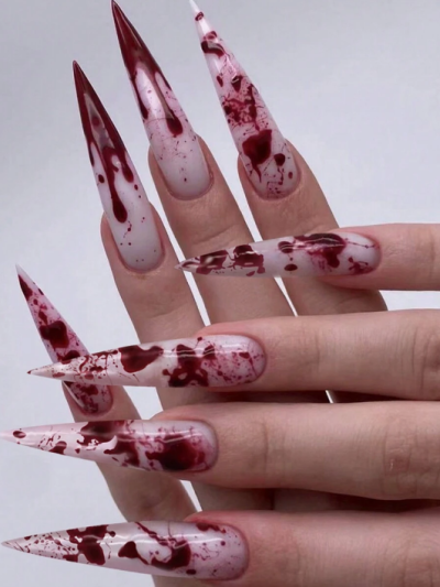 24 PCS Blood Dripping Design Fake Nails