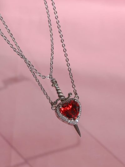Heart and sword necklace